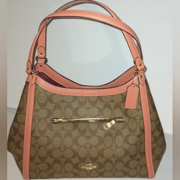 BRAND NEW~Spacious COACH Signature Canvas "KRISTY" 3 Section Shoulder/Satchel - Picture 4 of 16